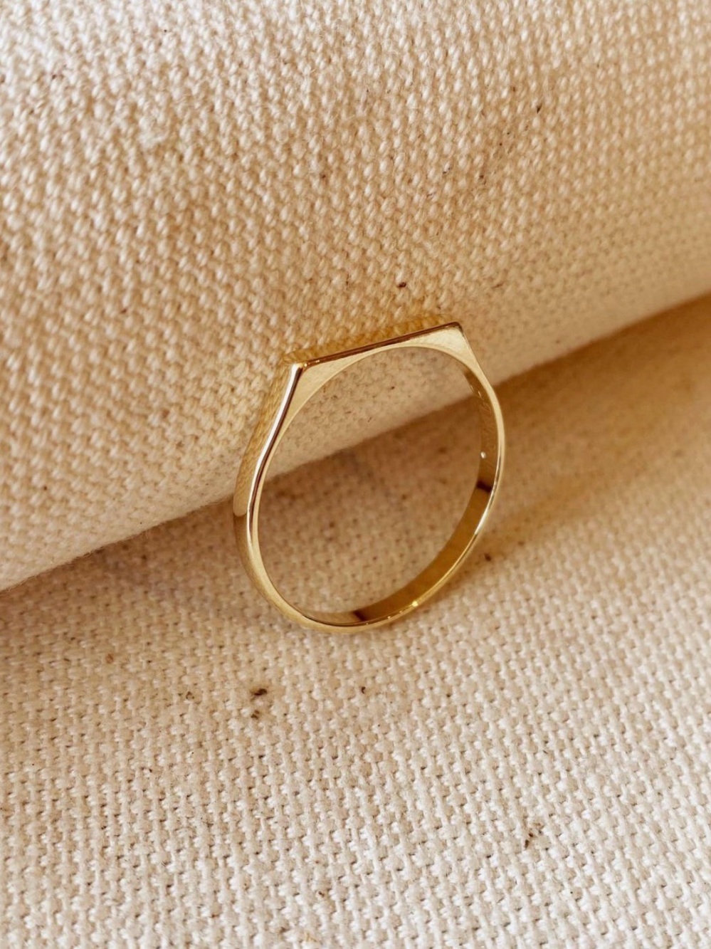 18K Gold Filled Flat Top Ring | Minimalist Stackable Band | New